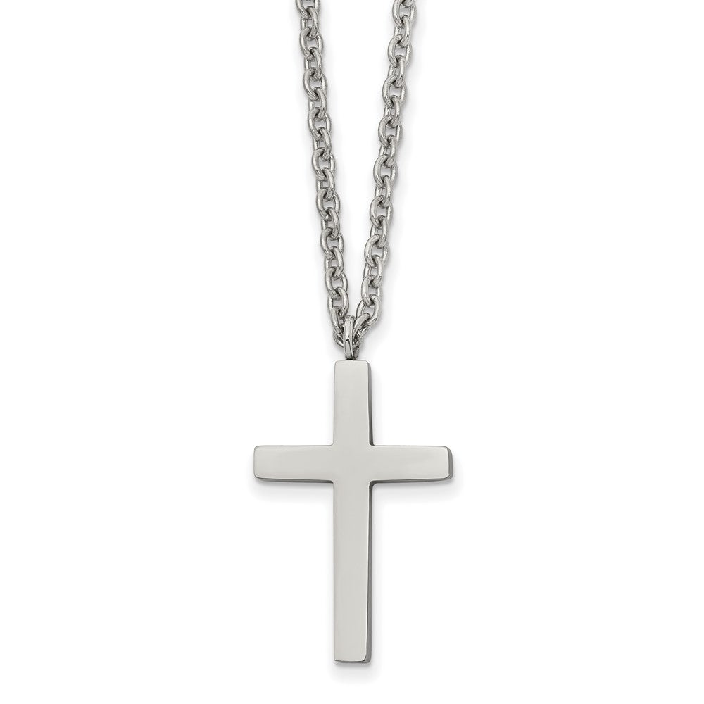 Stainless Steel Polished Cross 18in Necklace