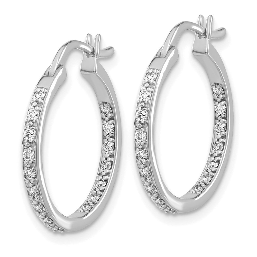14k White Gold Diamond In/Out Hoop Earrings
