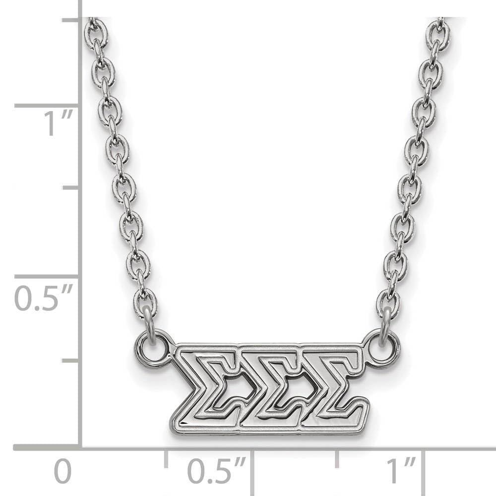 Sterling Silver 18in Official Licensed Greek Sororities Sigma Sigma Sigma (???) Medium Pendant w/ Necklace