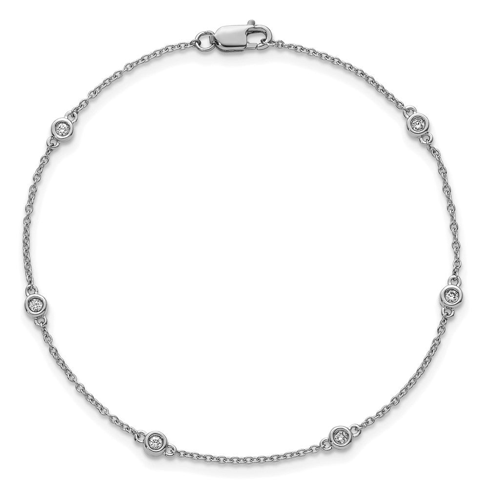 14k White Gold Diamond Station Cable Bracelet