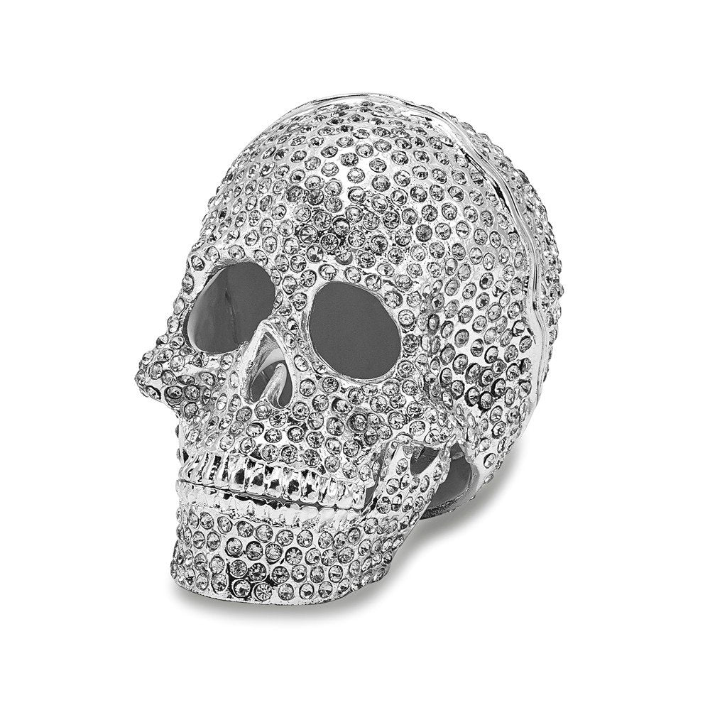 Pewter Full Crystal Skull Trinket Box