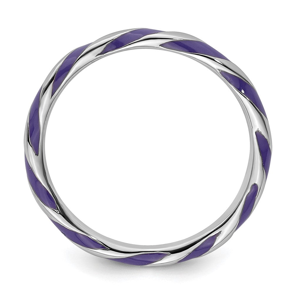 Sterling Silver Stackable Expressions Twisted Purple Enameled Ring Size -8