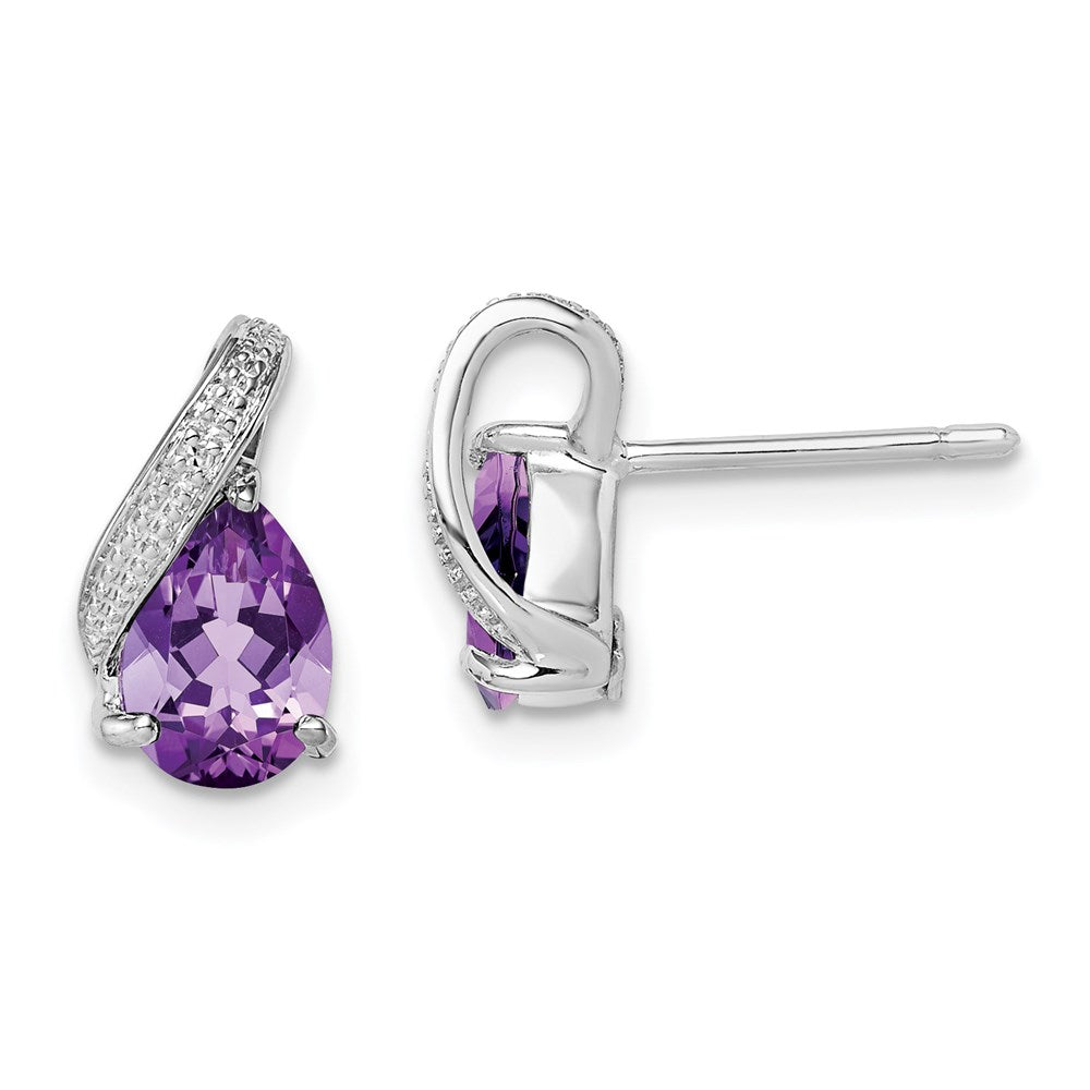 White Ice Sterling Silver Rhodium-plated Diamond Heart Post Earrings