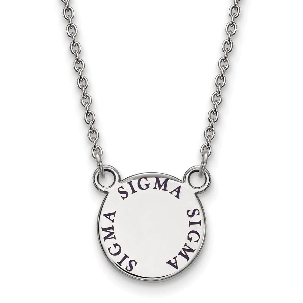 Sterling Silver 18in Official Licensed Greek Sororities Sigma Sigma Sigma (???) XS Enamel Pendant w/Necklace