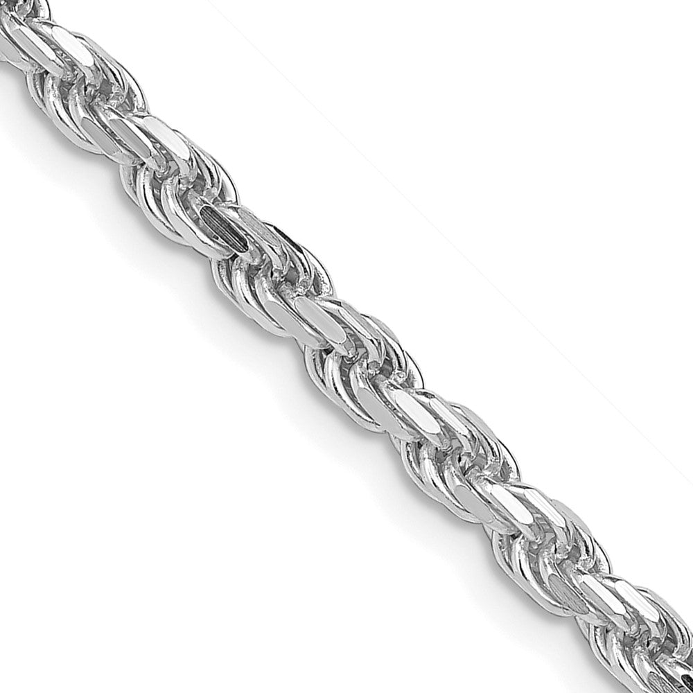Sterling Silver Rhodium-plated 3.75mm Diamond-cut Rope Chain 22 Inches
