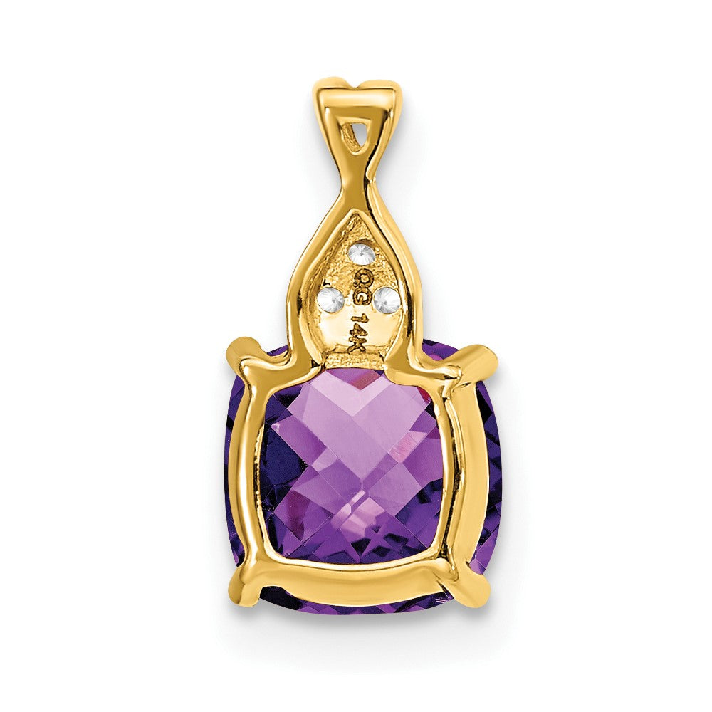 10k Checkerboard Amethyst and Diamond Pendant