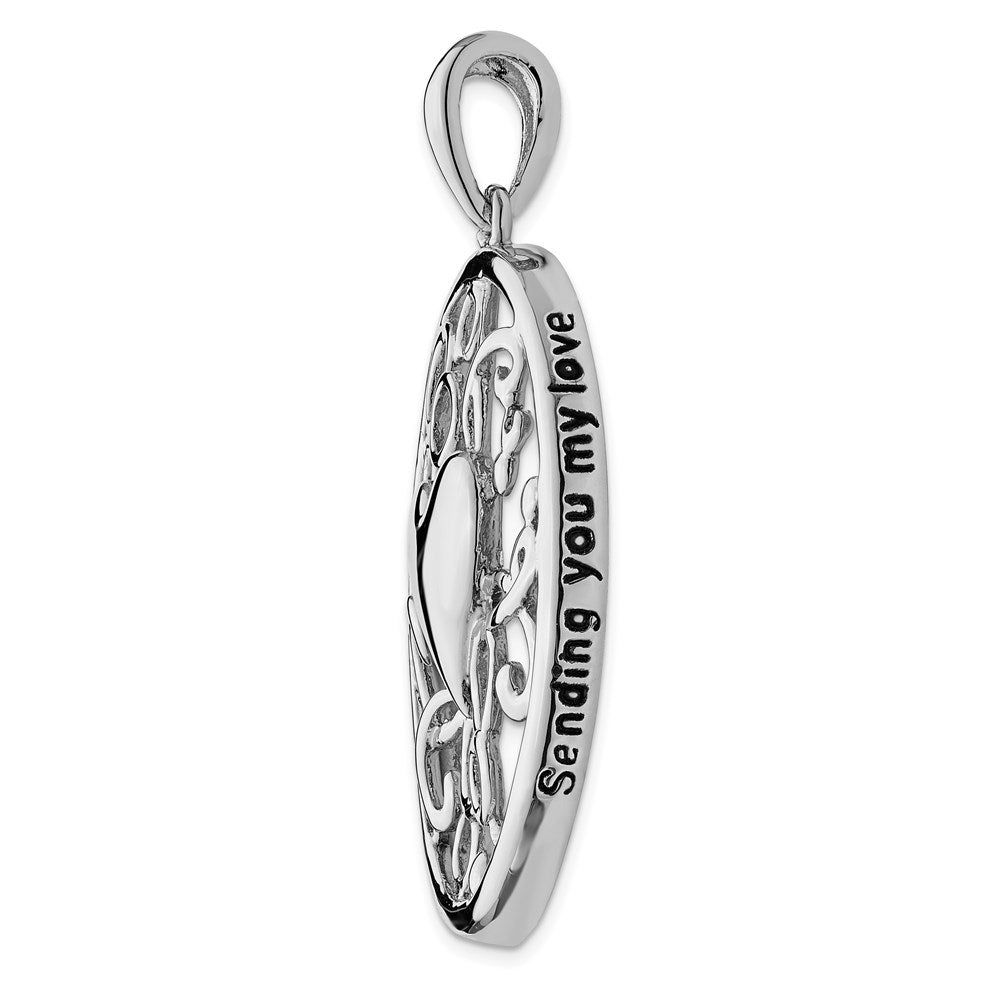 Sentimental Expressions Sterling Silver Rhodium-plated Antiqued Sending You My Love Heart 18 Inch Necklace
