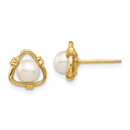 14k Madi K 4-5mm White Button Freshwater Cultured Pearl Stud Earrings