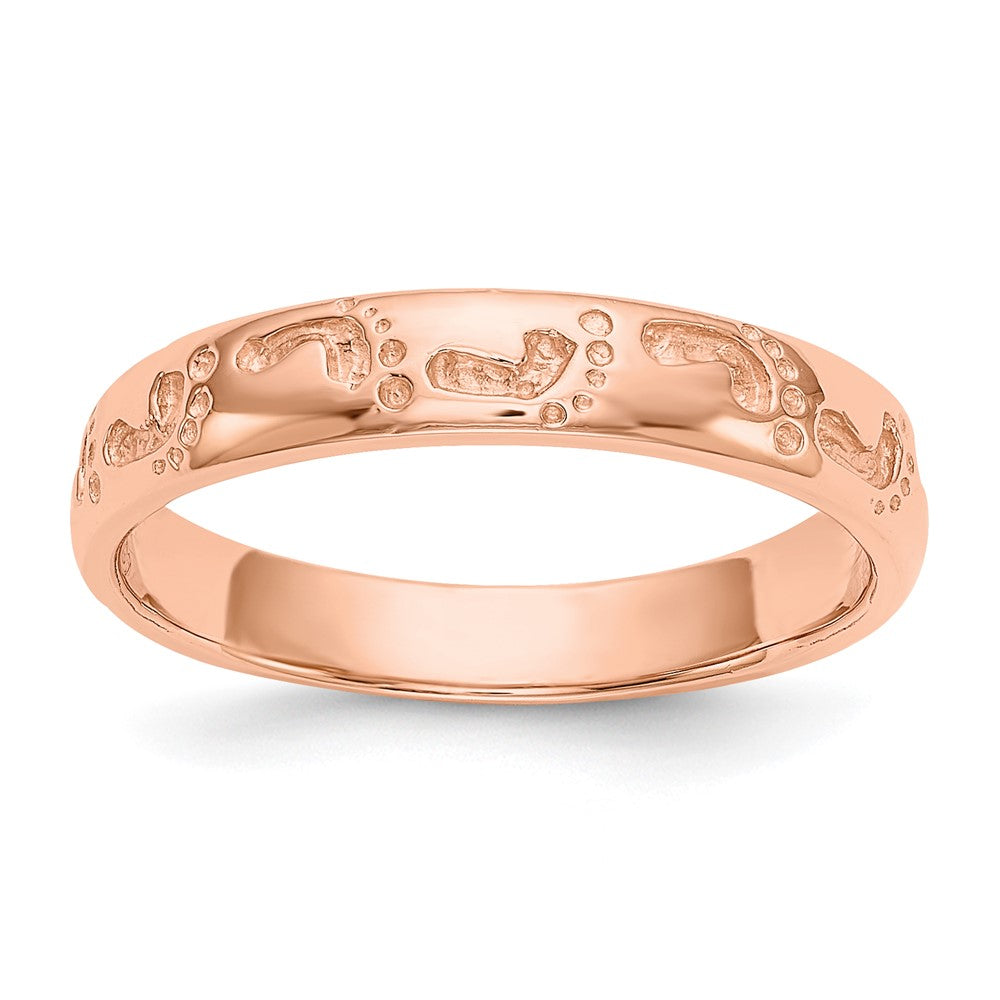 14k Rose Gold Footprints Ring size 7