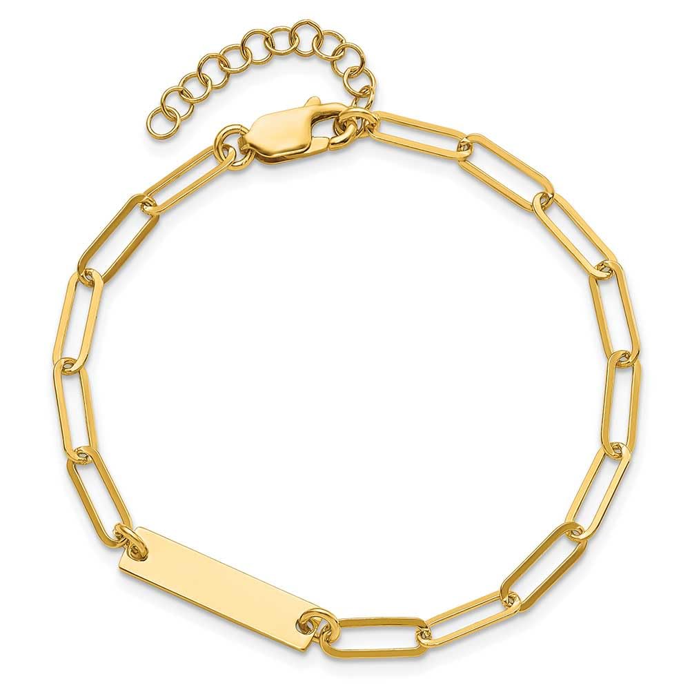 Sterling Silver Gold-plated Polished ID w/ 1.25in ext. Bracelet