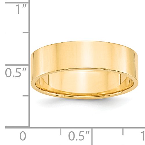 14k Yellow Gold 6mm Lightweight Flat Wedding Band Size 11.5
