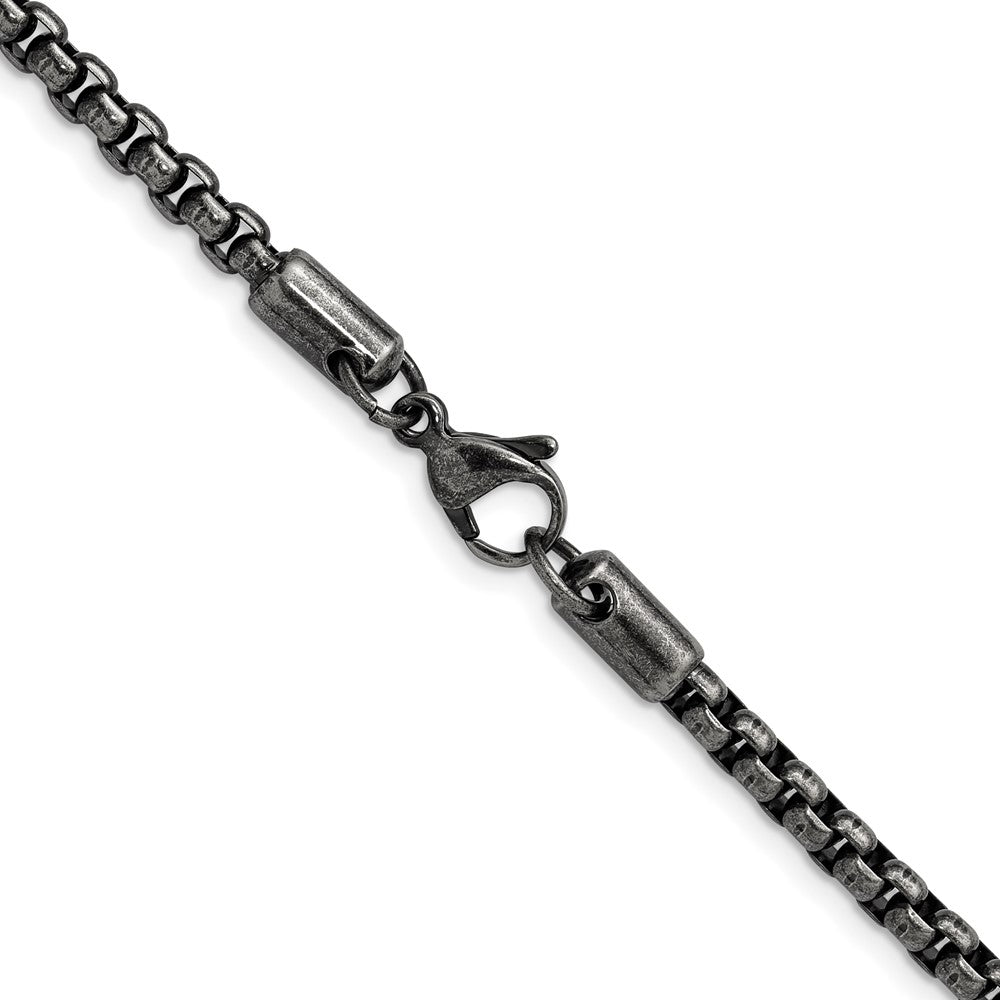 Stainless Steel Antiqued and Polished 3.9mm Rounded Box Chain