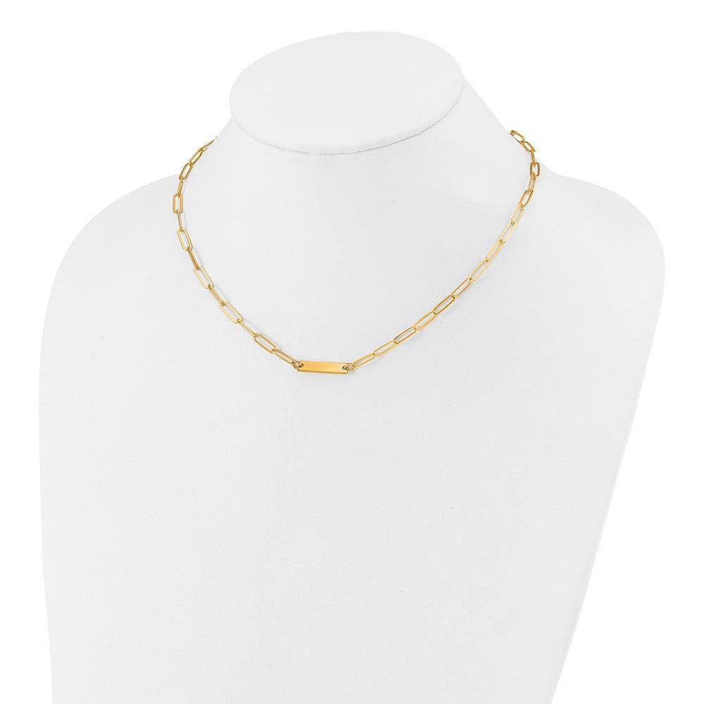 Sterling Silver Gold-plated Polished Bar Necklace w/ 2in ext. Necklace 17 Inches