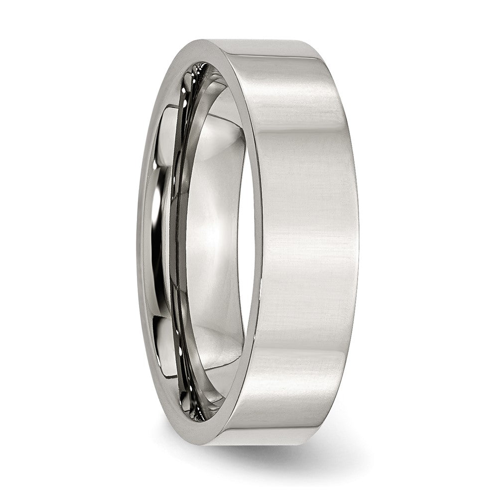 Stainless Steel Polished 6mm Flat Band Size - 10