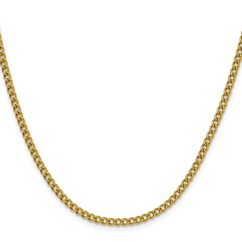 Chisel Stainless Steel Polished Yellow IP-plated 3mm 20 inch Round Curb Chain