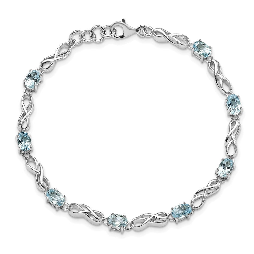Sterling Silver Rhodium-plated Blue Topaz Figure 8 Bracelet 7 inches