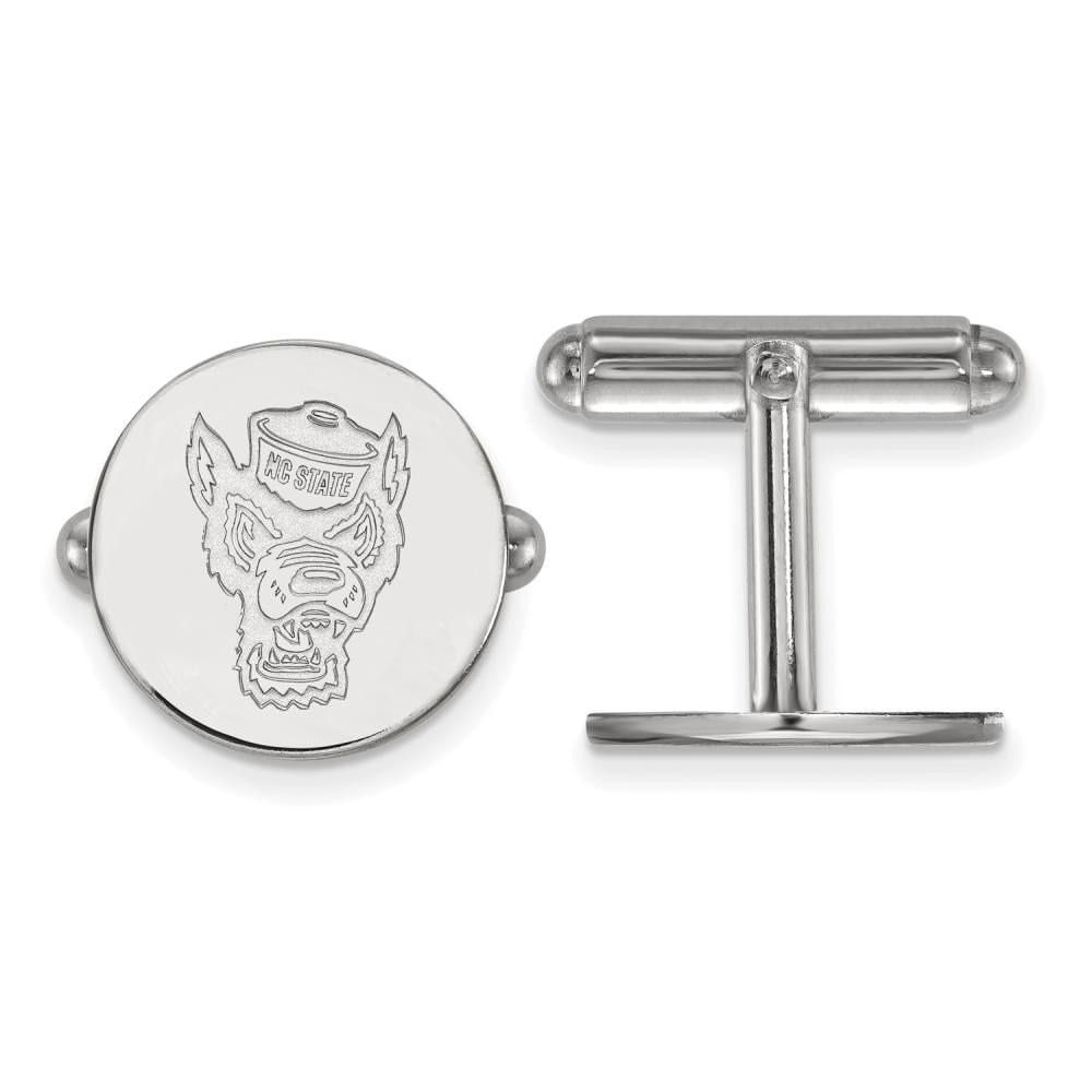 Sterling Silver Rhodium-plated LogoArt North Carolina State University Wolf Cuff Links Q-SS053NCS