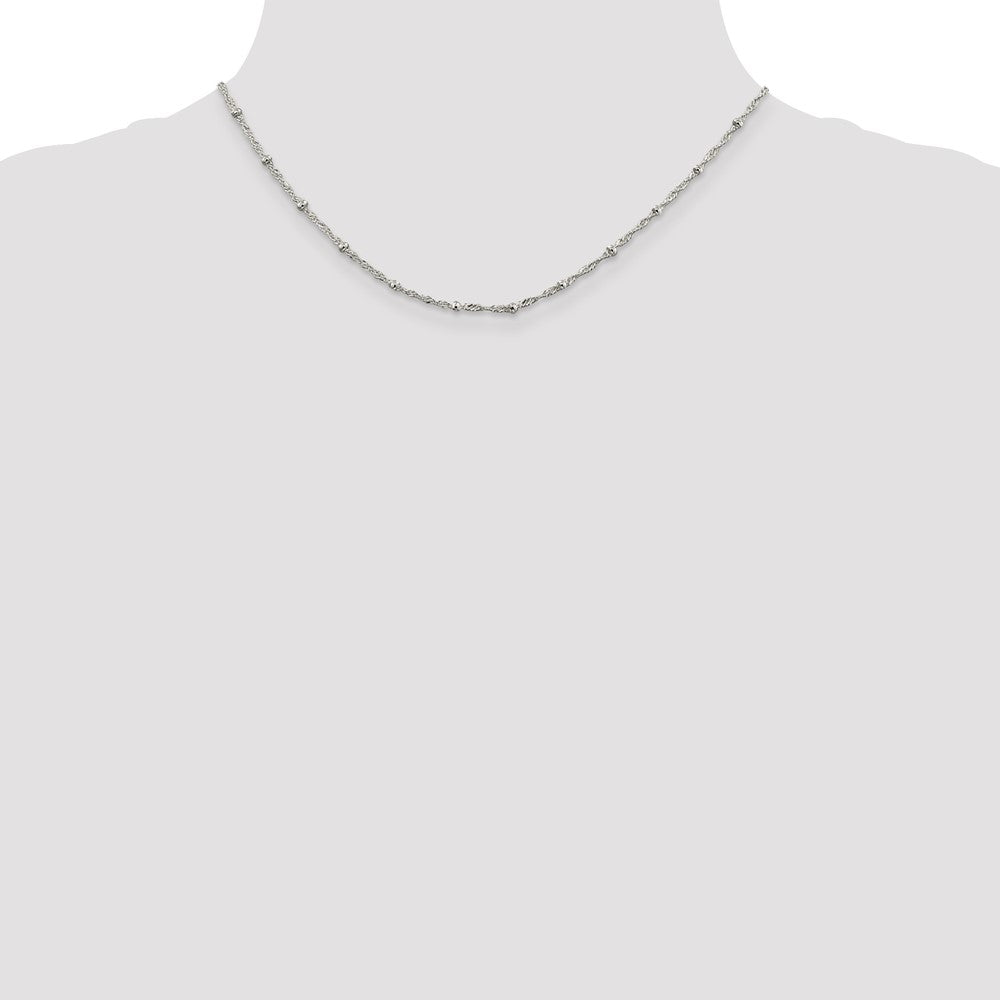 Sterling Silver 2.5mm Singapore w/ Beads Chain 16 Inches
