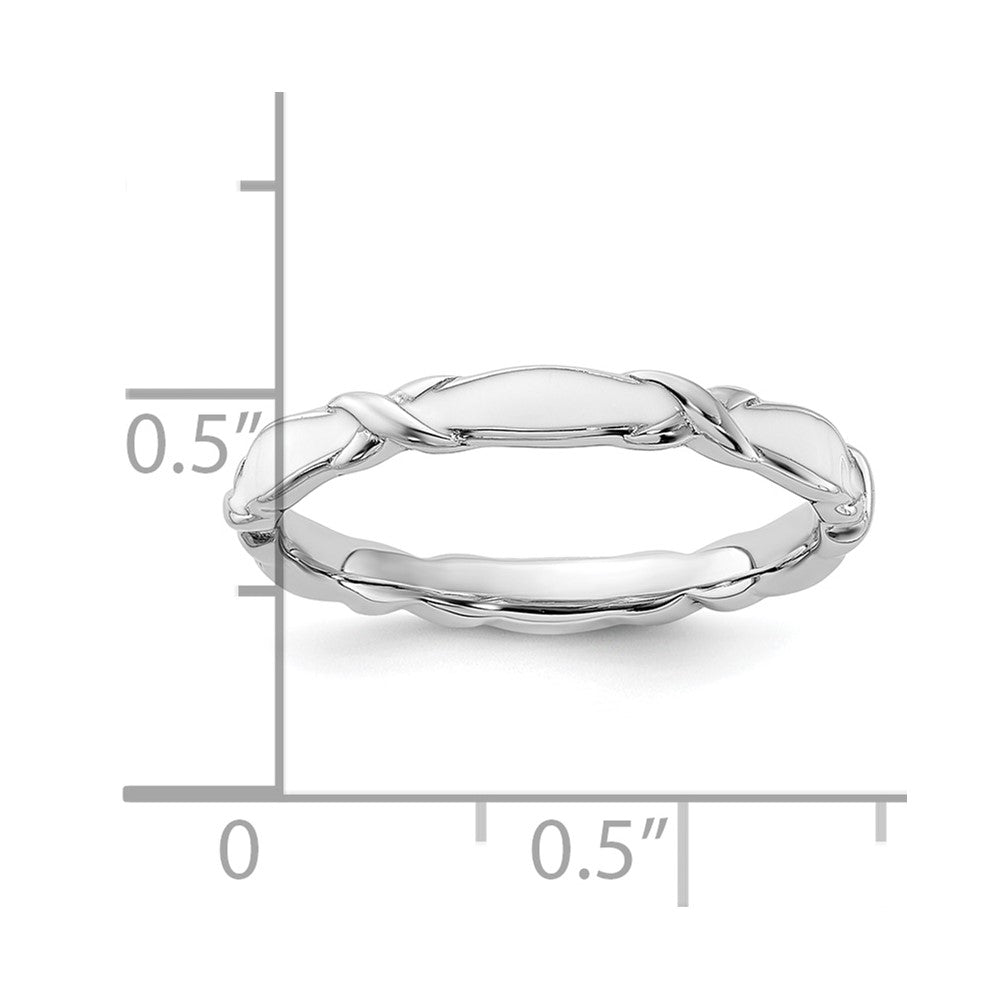 Sterling Silver Stackable Expressions White Enameled Ring
