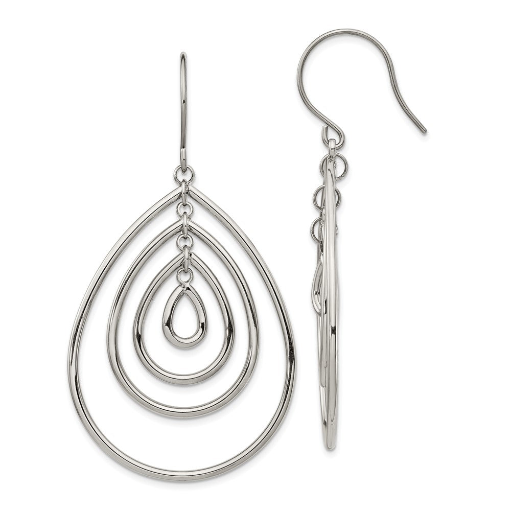 Stainless Steel Polished Dangle Shepherd Hook Earrings