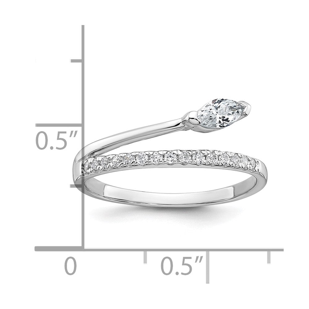 Sterling Silver Rhodium-plated Polished Fancy Marquise and Round CZ Size 8 Ring