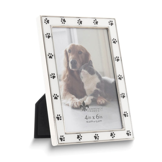 White Paw Print 4x6 Photo Frame
