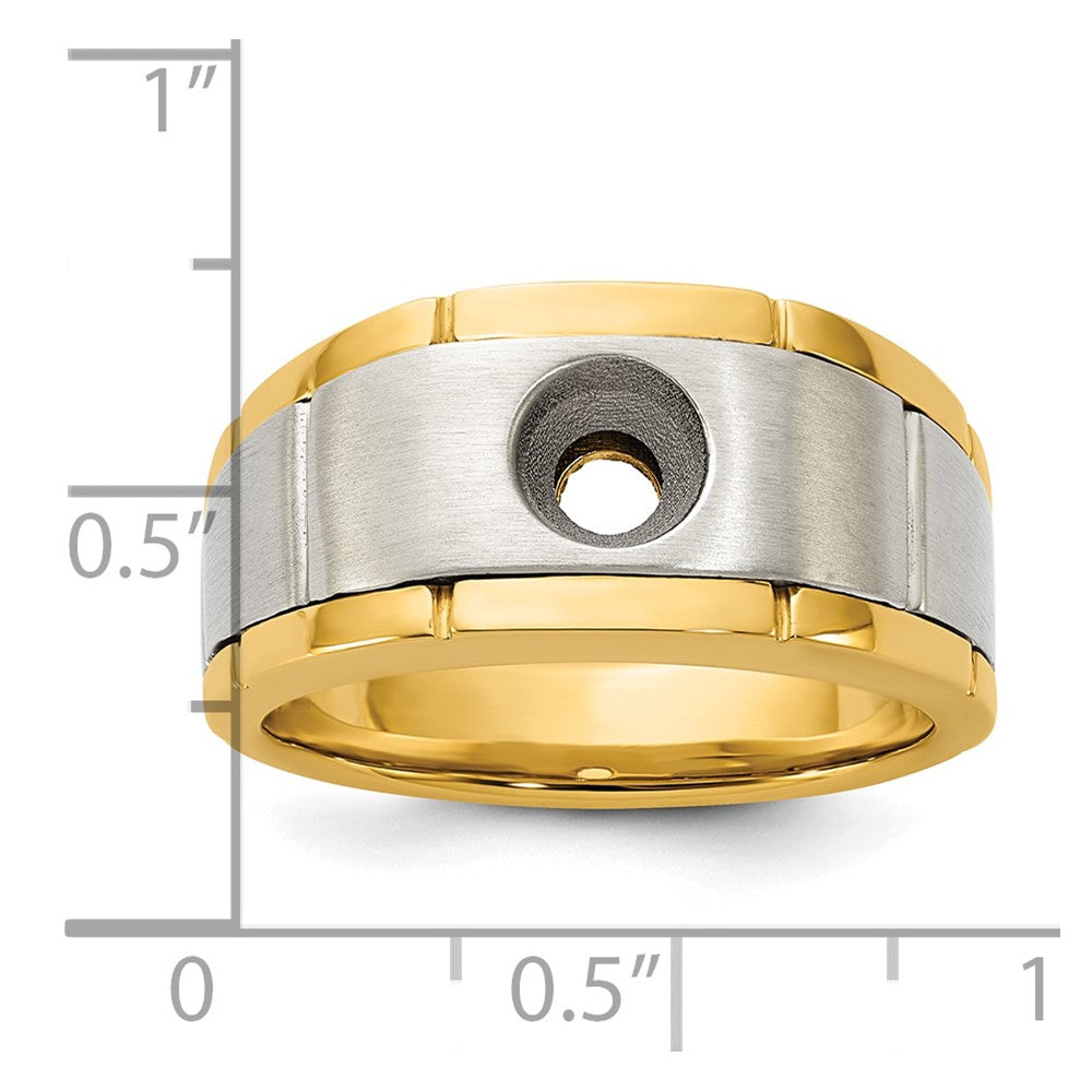 IBGoodman 14k Two-tone Men's Polished Satin and Grooved Ring Mounting