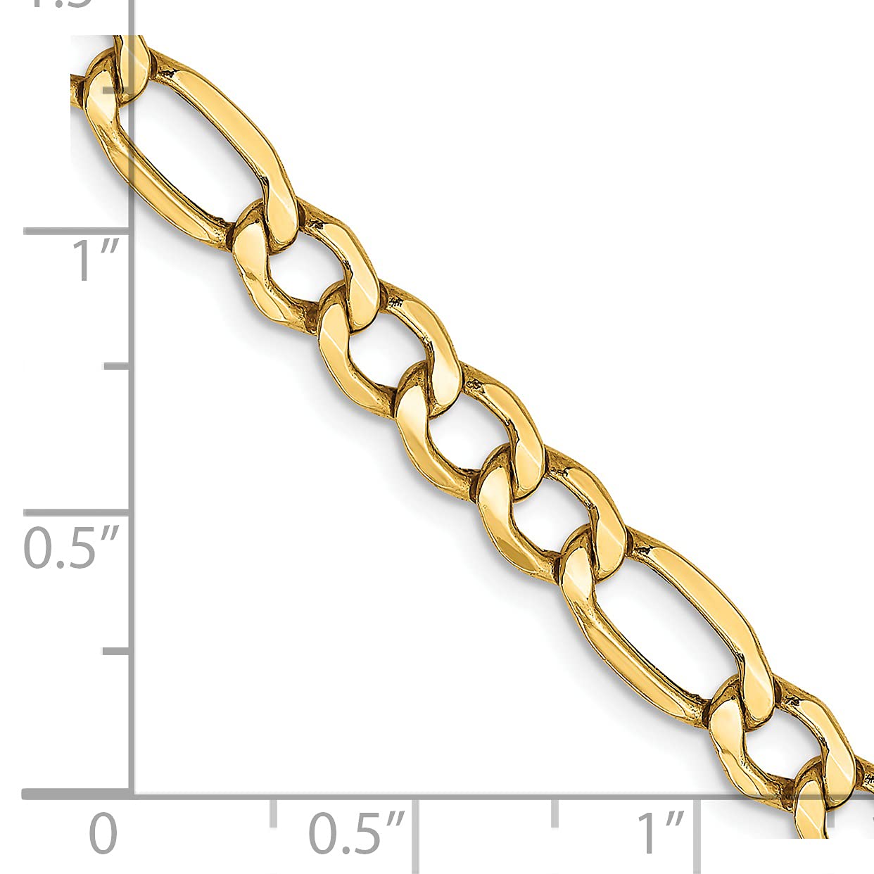 14K 22 inch 5.75mm Semi-Solid Figaro with Lobster Clasp Chain