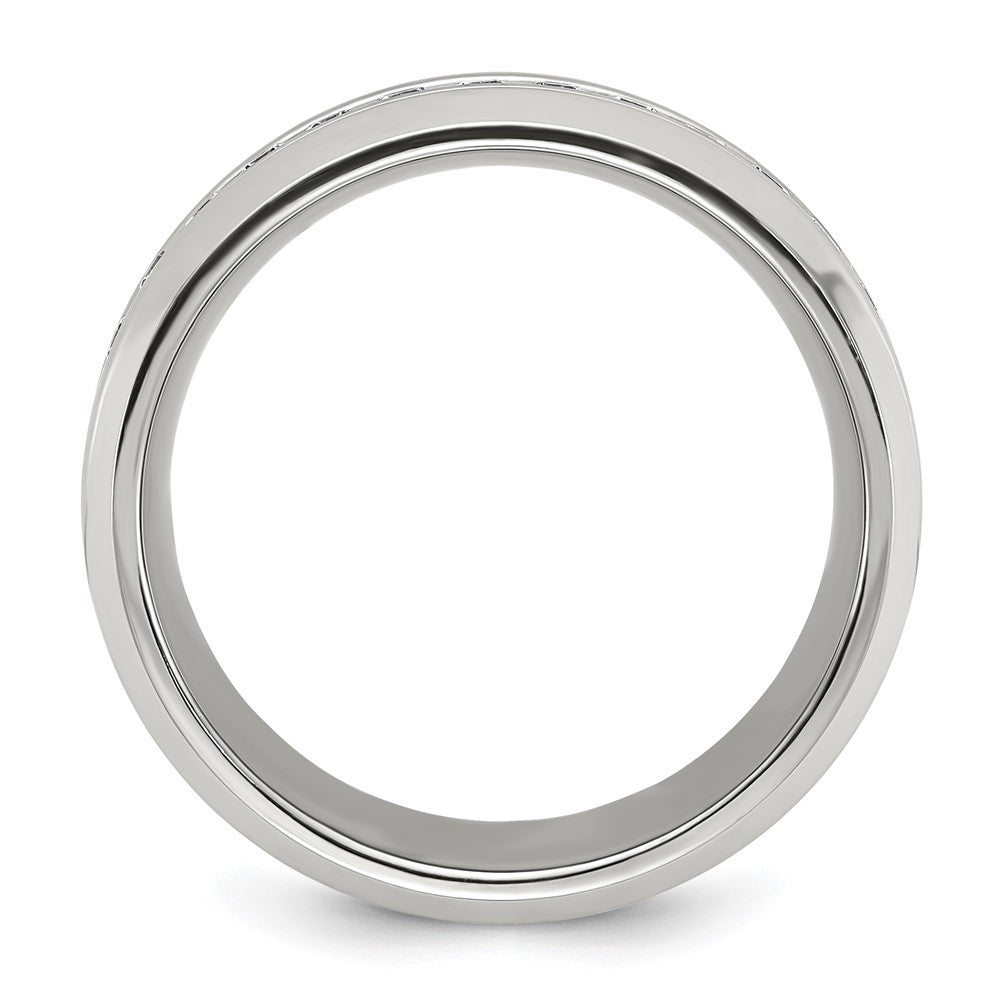Chisel Stainless Steel Polished with CZ 8mm Band Size - 10.5