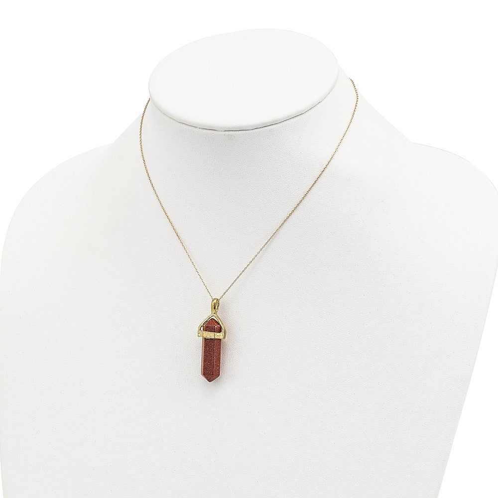 Sterling Silver Gold-tone Goldstone Crystal 18in Necklace