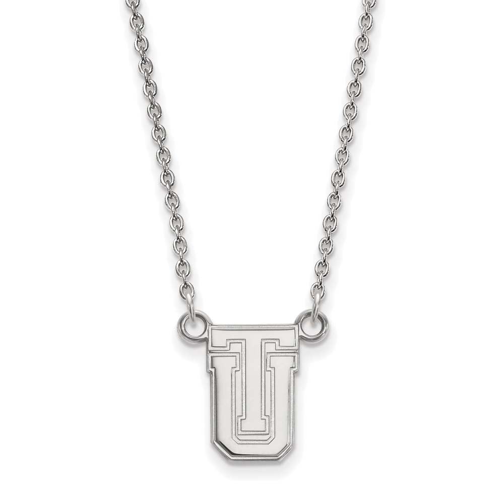 Sterling Silver Rhodium-plated LogoArt University of Tulsa T-U Small Pendant 18 inch Necklace QSS008UTL-18