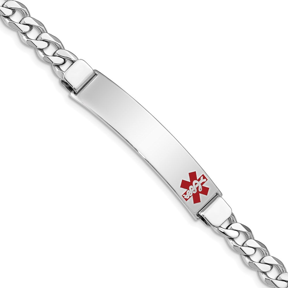 Sterling Silver Rhodium-plated Medical ID Curb Link Bracelet 8 inches