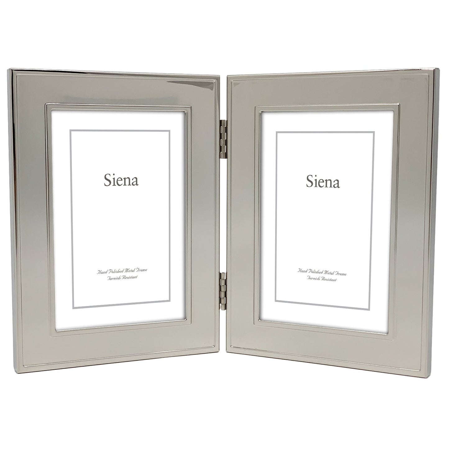 Siena Flat Dbl Border Plain Frame Silver 4x6 Dbl