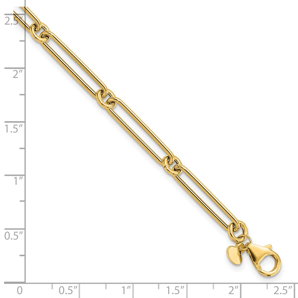 14K Polished Hollow Paperclip Link Bracelet 7.5  inches