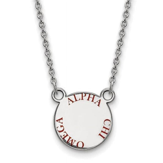 Sterling Silver 18in Official Licensed Greek Sororities Alpha Chi Omega (???) XS Enamel Pendant w/Necklace