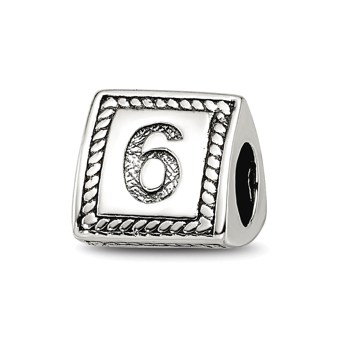 Reflection Beads QRS1429N6 Sterling Silver Number 6 Triangle Block Bead