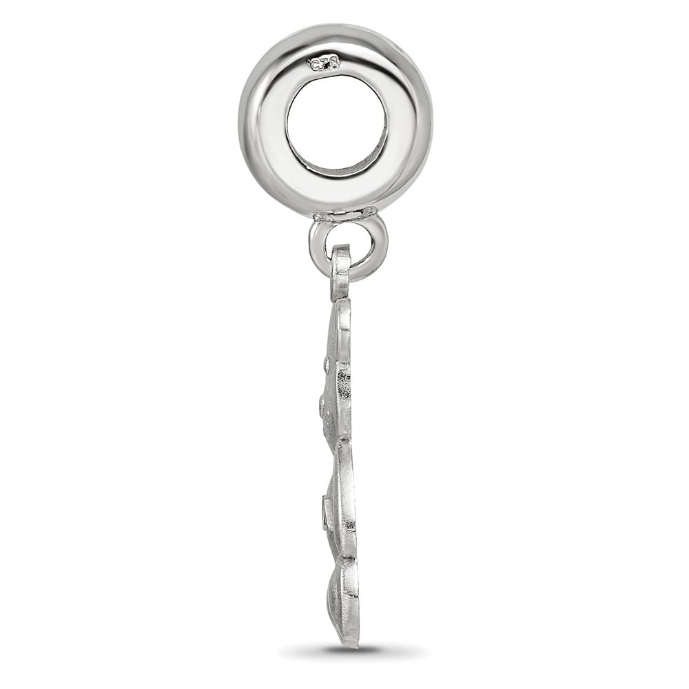 Sterling Silver Rhodium-plated LogoArt Kappa Delta Teddy Bear on Bead QKD003BD1-SS