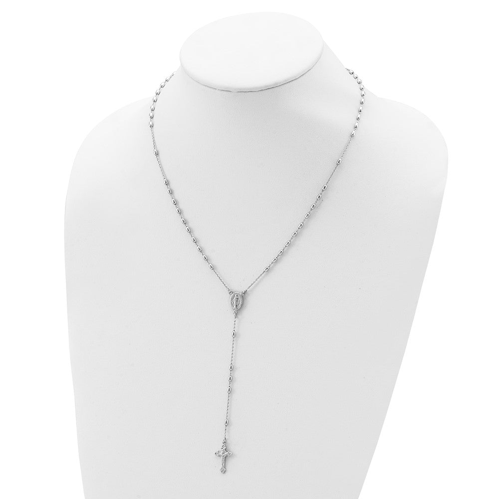 Sterling Silver Beaded Rosary18 inch Necklace with1.25 inch extension 18 Inches