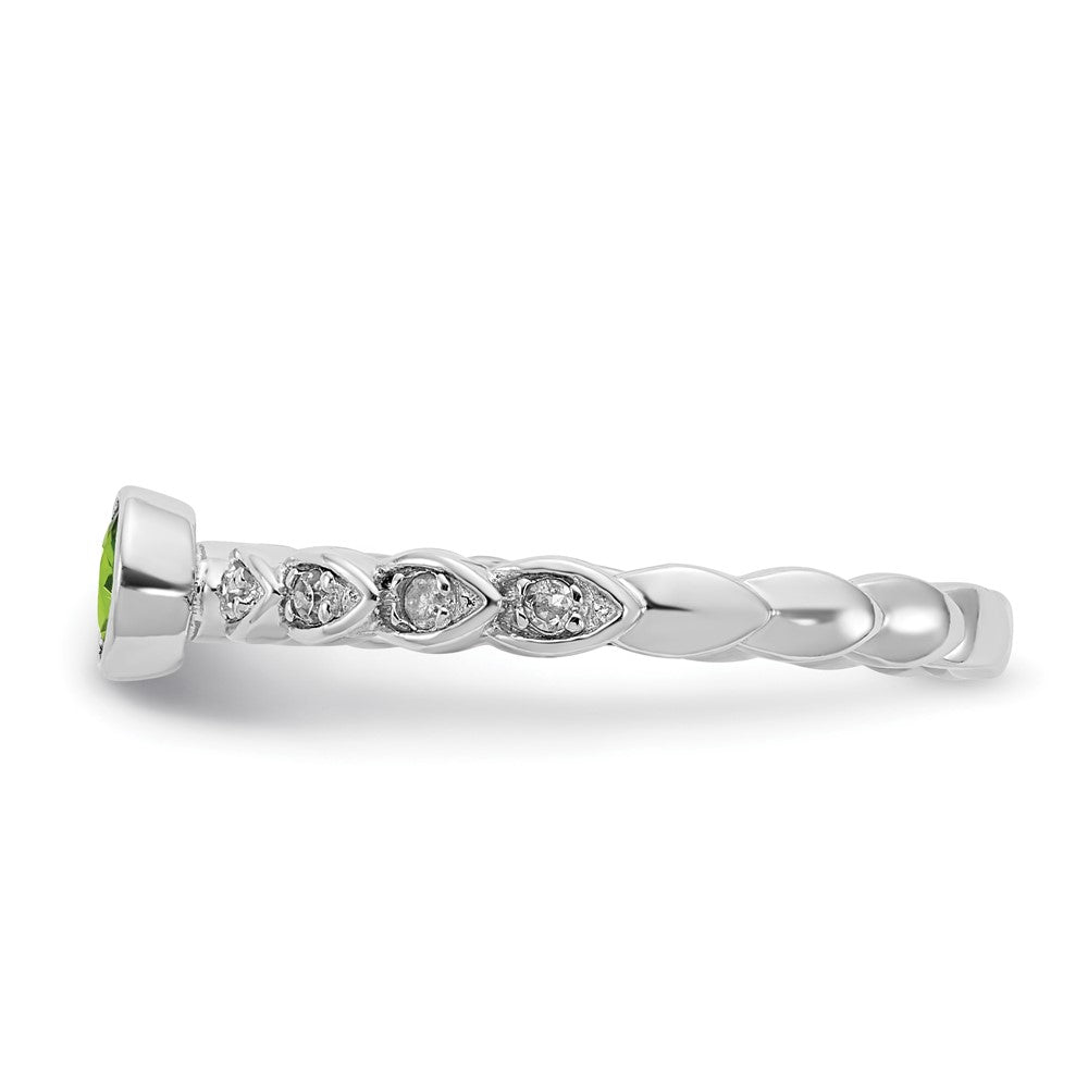 Sterling Silver Peridot and Diamond Ring