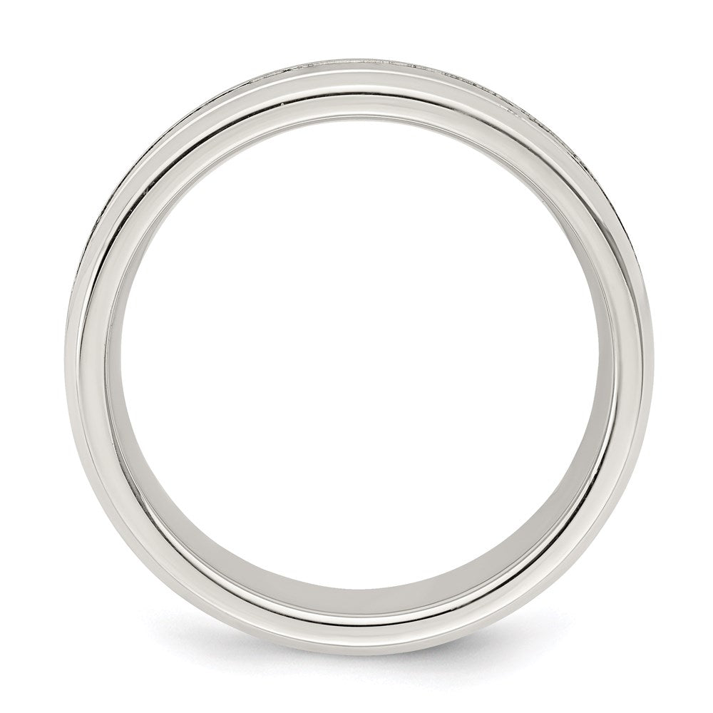 Sterling Silver 6mm Polished Flat Grooved Beveled Edge Fancy Band Size 7