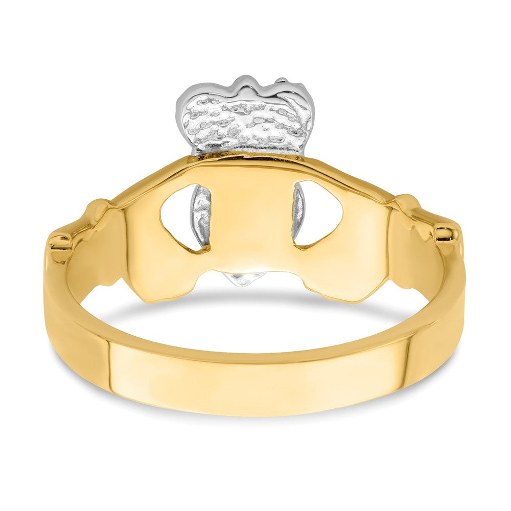 14k Two-tone Polished Claddagh Ring Size 6