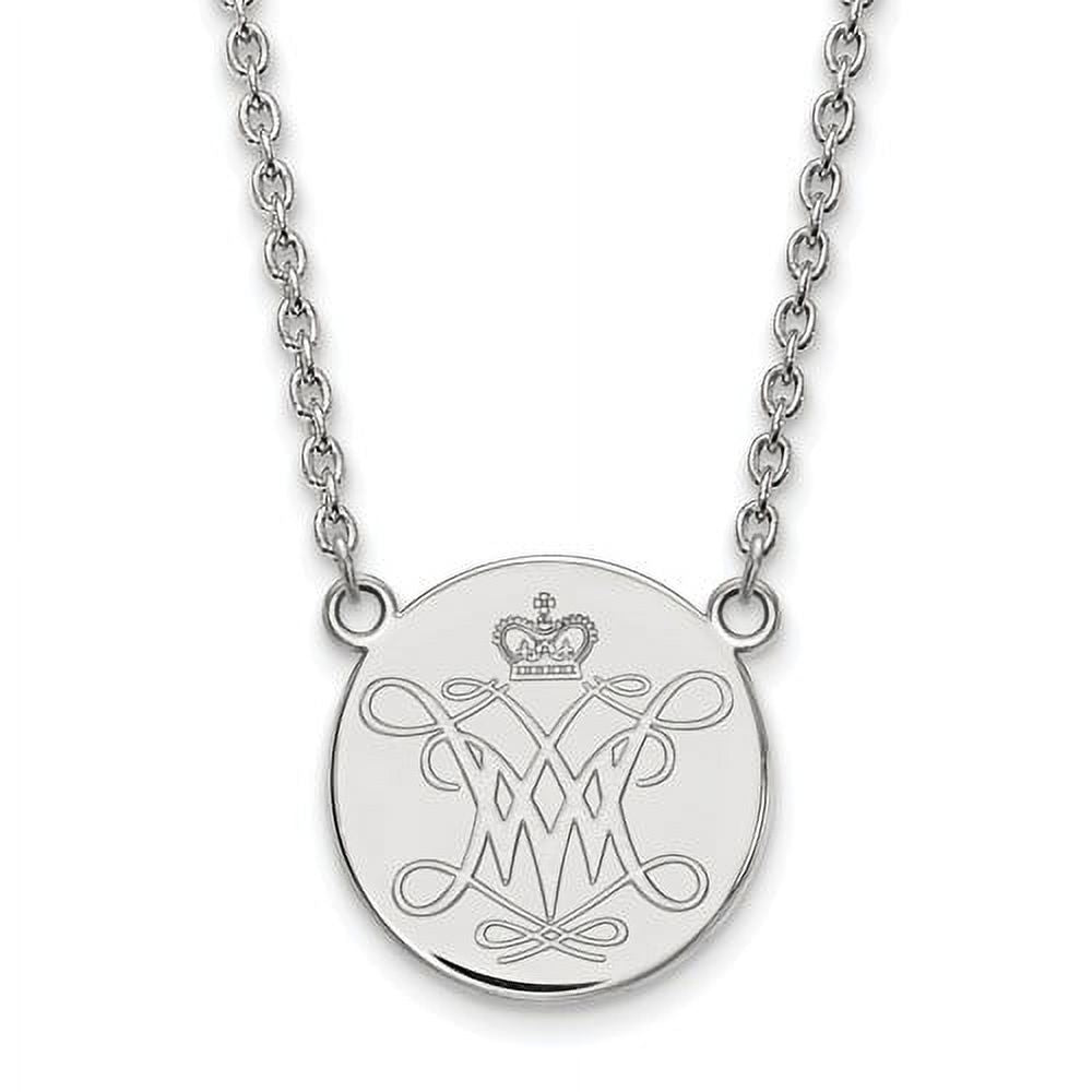 Sterling Silver LogoArt Official Licensed Collegiate 18in William And Mary Large Disc Pendant