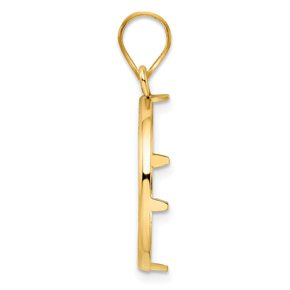 Wideband Distinguished Coin Jewelry 14k Polished and Diamond-cut 19.0mm Prong Coin Bezel Pendant