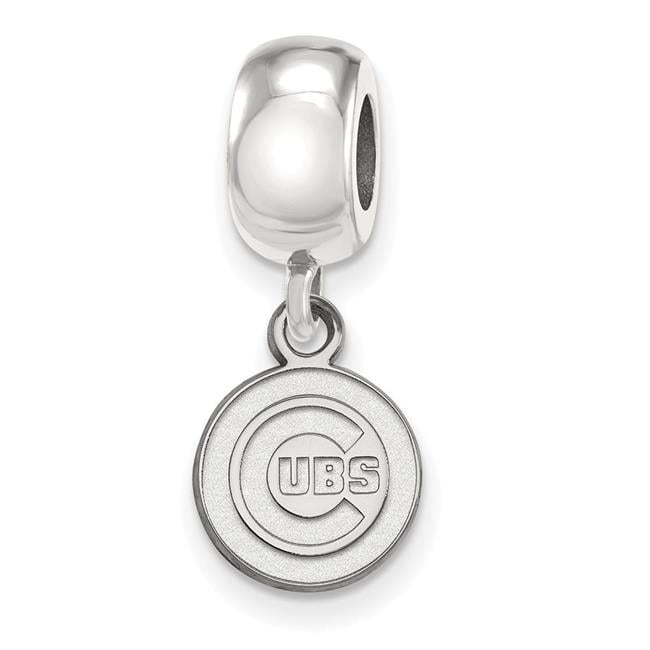 Sterling Silver Rhodium Plated Major League Baseball LogoArt Chicago Cubs Dangle Bead