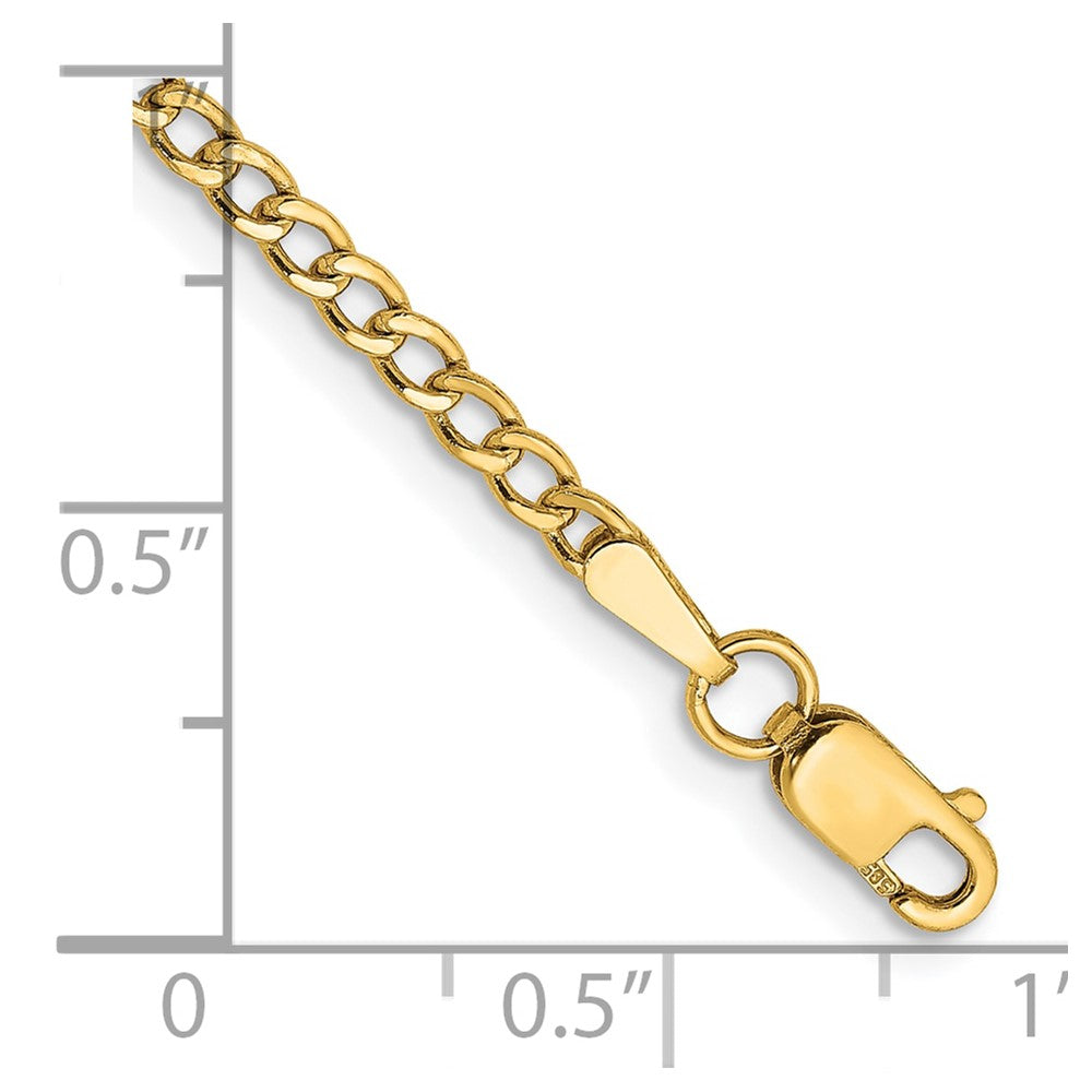 10k 2.5mm CUT Semi-Solid Curb Length= 5 Inch Lobster Clasp