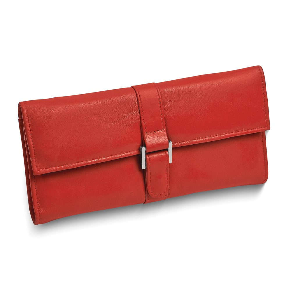 Red Leather Snap Buckle Jewelry Wallet with Removable Zippered Pouch GM17719