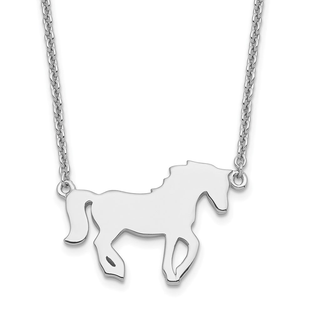 Sterling Silver Rhodium-plated Polished Horse w/ 2in ext Necklace 16 Inches