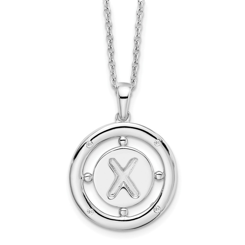 White Ice Sterling Silver Rhodium-plated 18 Inch Diamond Letter X Initial Necklace with 2 Inch Extender 18 Inches