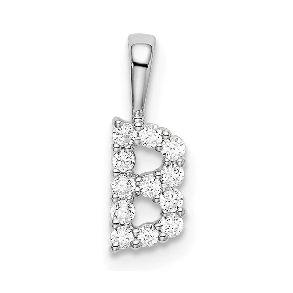 14k White Gold 1/8 carat Lab Grown Diamond VS/SI+ G+ Letter B Intitial Pendant