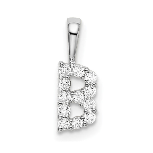 14k White Gold 1/8 carat Lab Grown Diamond VS/SI+ G+ Letter B Intitial Pendant